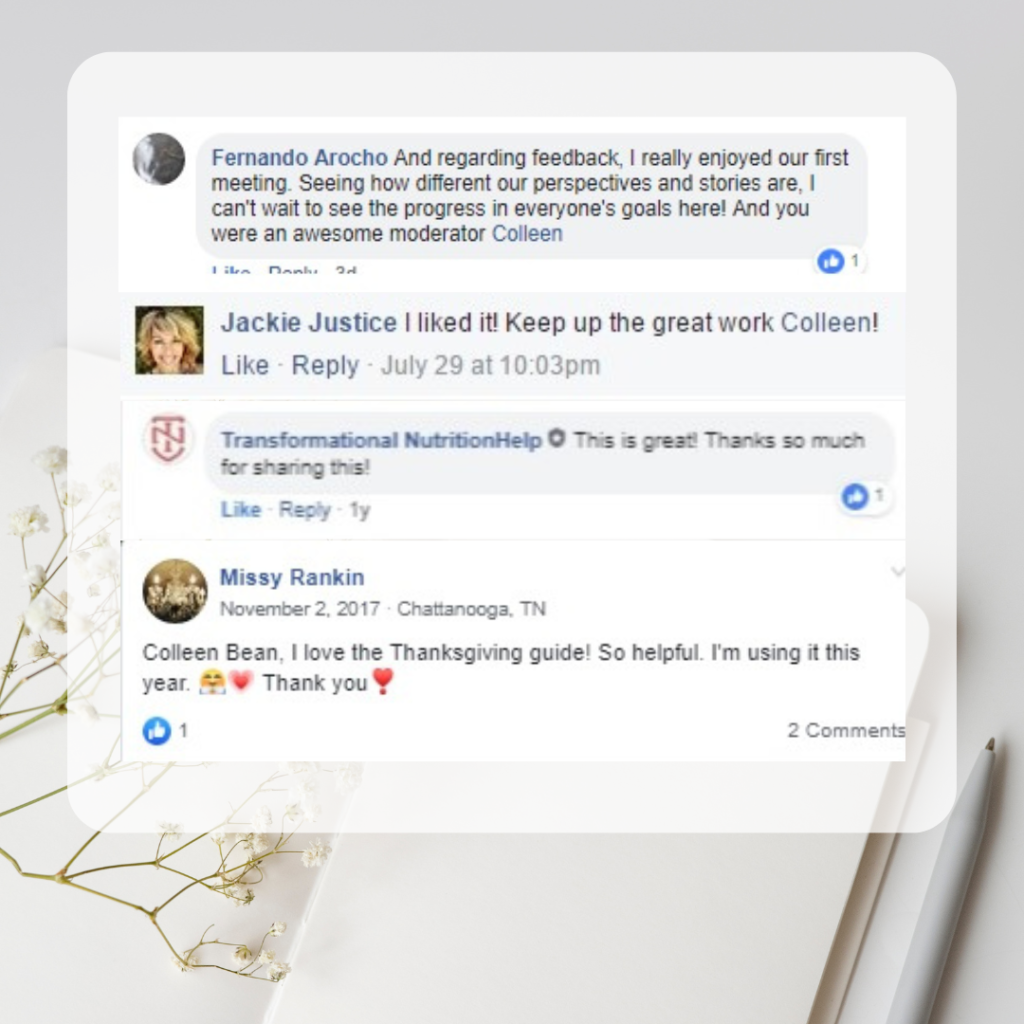 testimonials from online group